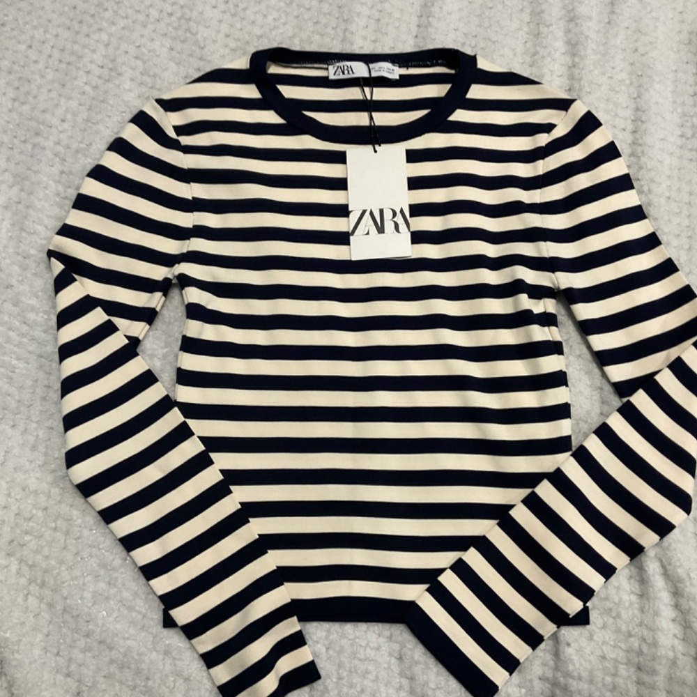 Zara Coastal cropped long sleeve shirt